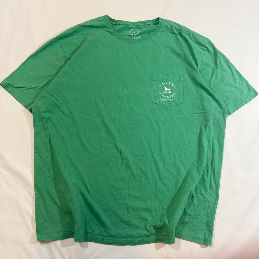 Over Under Pocket T-Shirt Mens 2XL Green Good Sporting Lifestyle Graphic Tee